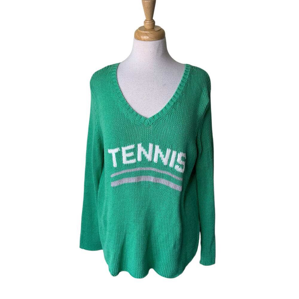 WOODEN SHIPS Tennis Sweater Green Small/Medium